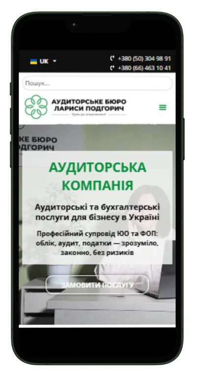розробка сайту аудиторської компанії
