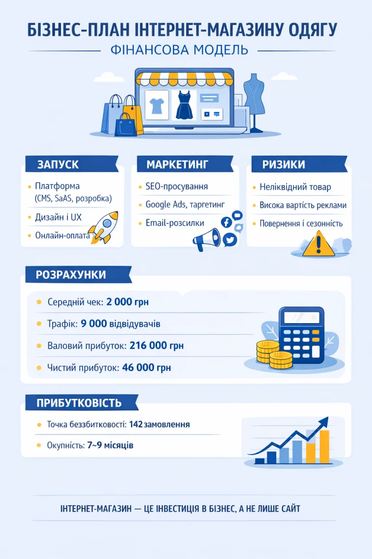 Бізнес-план інтернет-магазину одягу з фінансовою моделлю